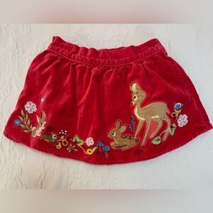 WALT DISNEY Vintage Red Velveteen Toddler Skirt Bambi Thumper Size 2T